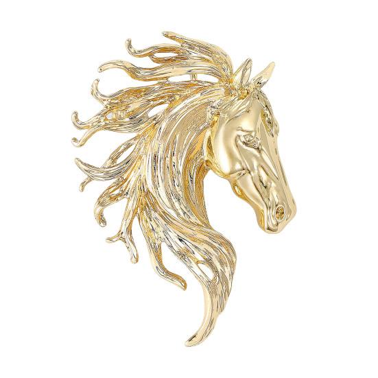 Brooch Pin Retro Style Horse Head Design Anti-oxidation Anti-rust Brooch Sweaters Hats Bags Fashion Accessory
