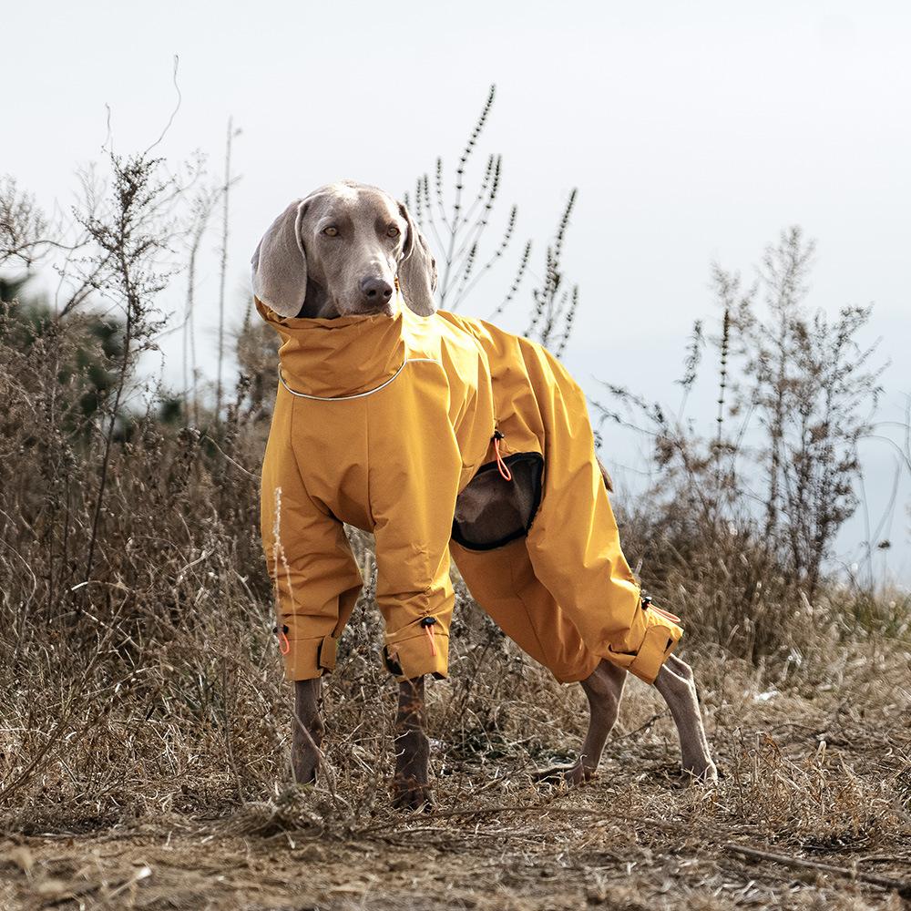Куртка для собак средних и крупных пород с четырьмя яйцами, водонепроницаемая, ветрозащитная, теплая, четырехногая, Weimar Huibit, одежда для собак, все включено
