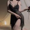 Pajamas Women's Pajamas Black Bed Skirt Sexy Bra Backless See-through Flower Lace Suspender Pajamas Women