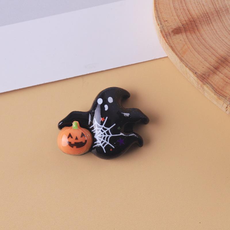 Украшения из смолы на Хэллоуин, сделанные вручную, полукруглые: Нашивки с тыквой, черепом и привидением