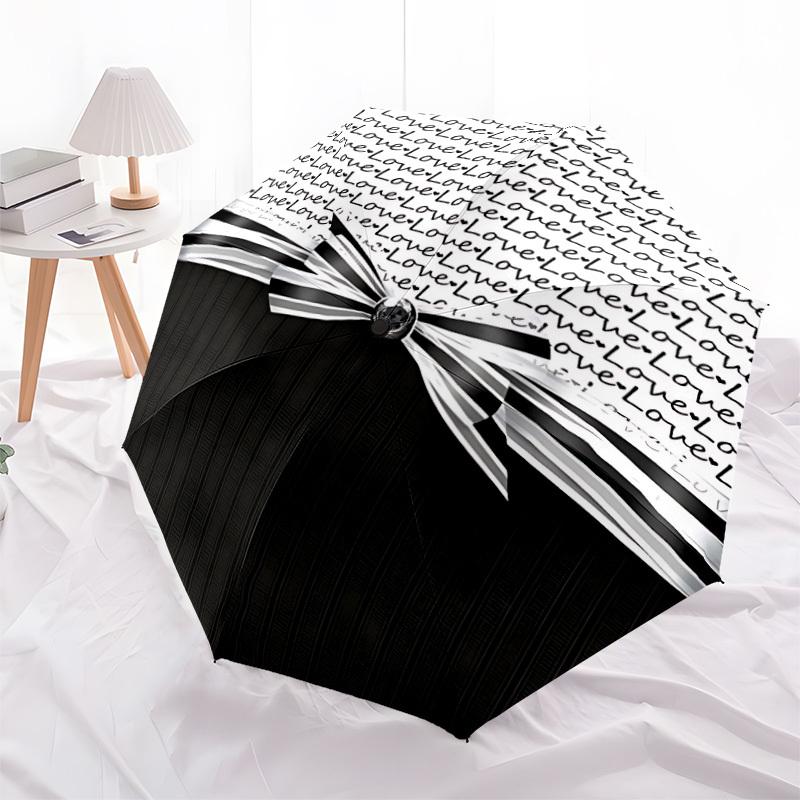 1pc Love Print Auto-Fold Umbrella with One-Touch Open/Close - 8 Reinforced Ribs for Windproof Stability,  yy251118157