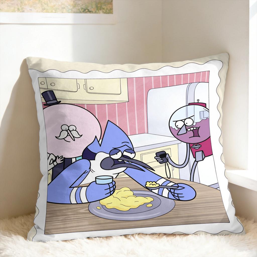 RRegular Show Pillow Cover Vintage Pillow Case For Living Room Bed Chair Comfy Pillowcases Birthday Gift