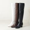 Women's High-heeled Boots Sexy European and American Style Autumn and Winter New Item Solid Color Thick Heel Plus Size Knee High Boots