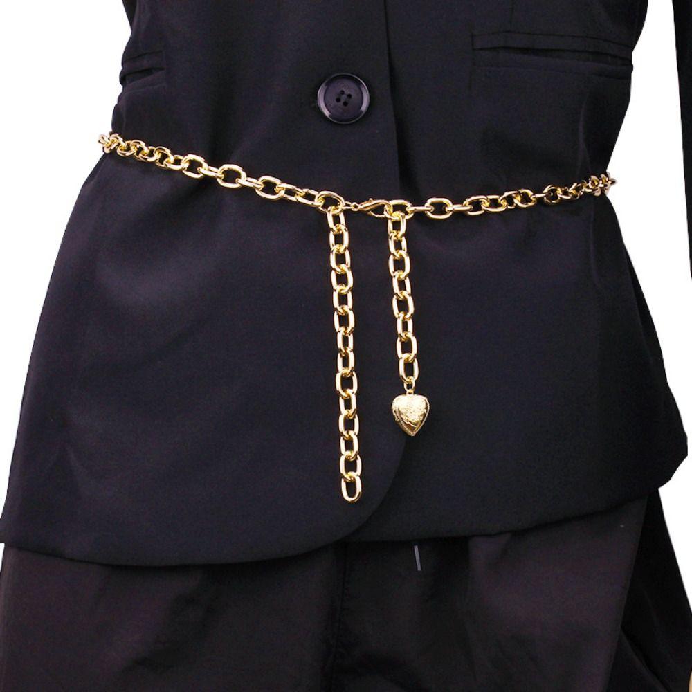 Versatile Waist Chain Belt Alloy Metal Waist Chain Fashion Heart Pendant Waist Chain  For Women