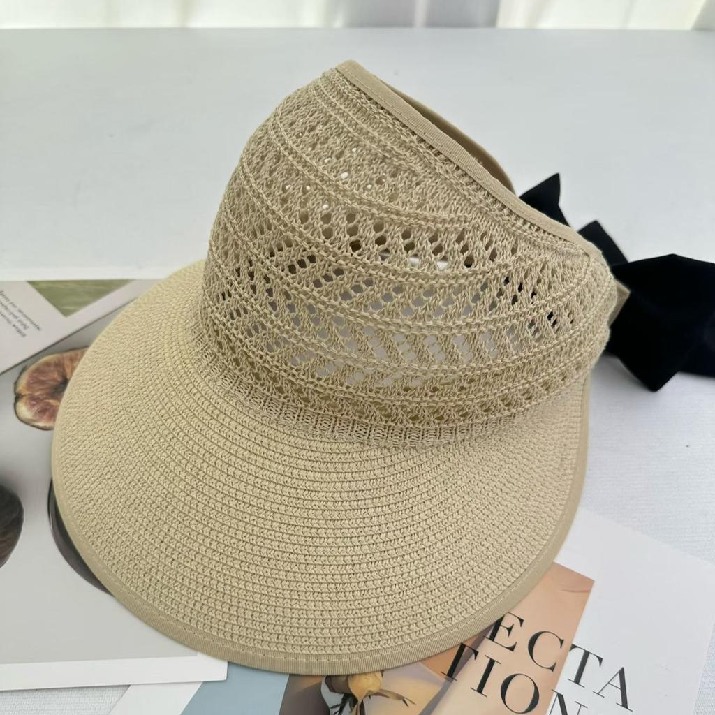 Hat female summer sweet cute bow beach hat big brim sun protection sun hat temperament elegant sun hat