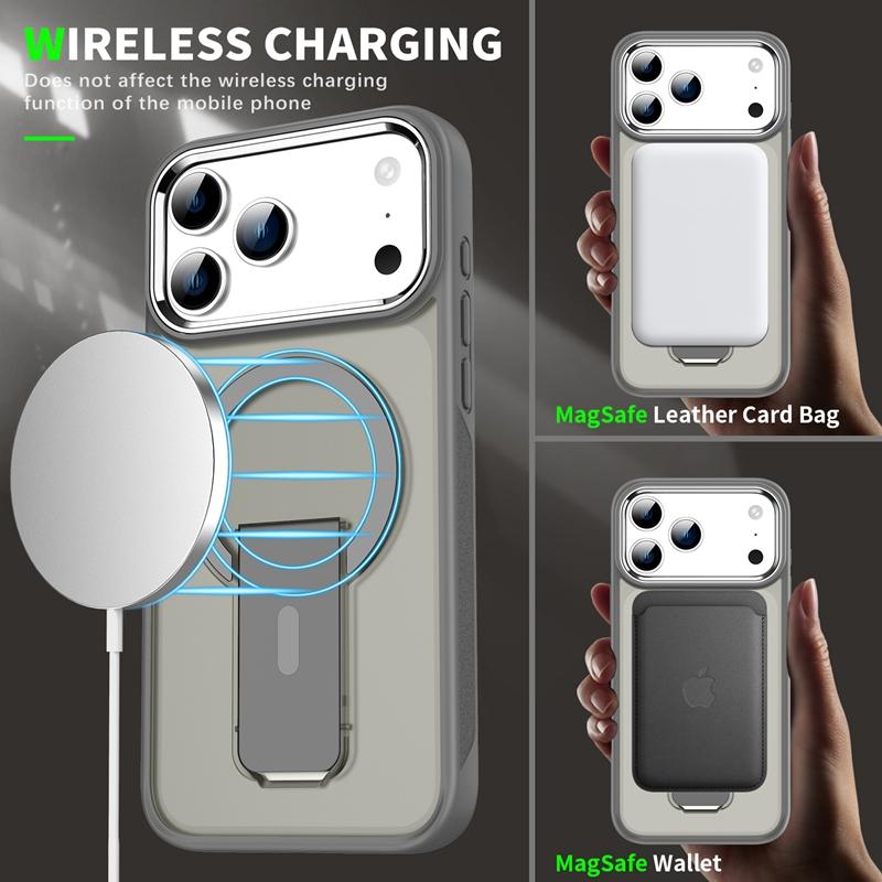 Роскошный складной Magsafe-держатель Магнитный чехол для телефона Для iPhone 17 16 15 11 12 13 14 Pro Max 16 Plus 17 Air Матовый бампер Задняя крышка