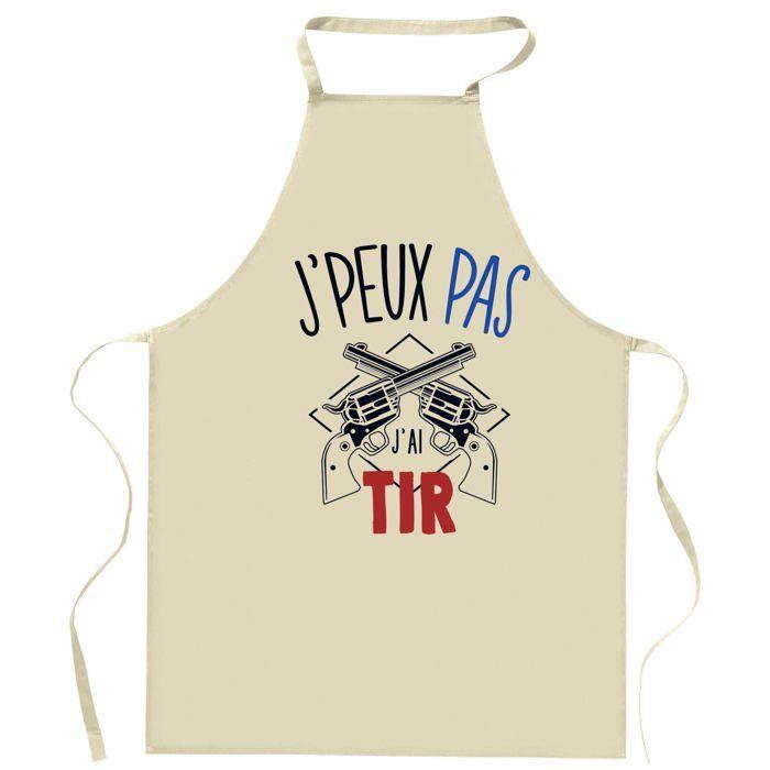 Tablier de cuisine - Tir armes «J'peux pas» - Impression bretonne - Coton résistant - Imprimé en France