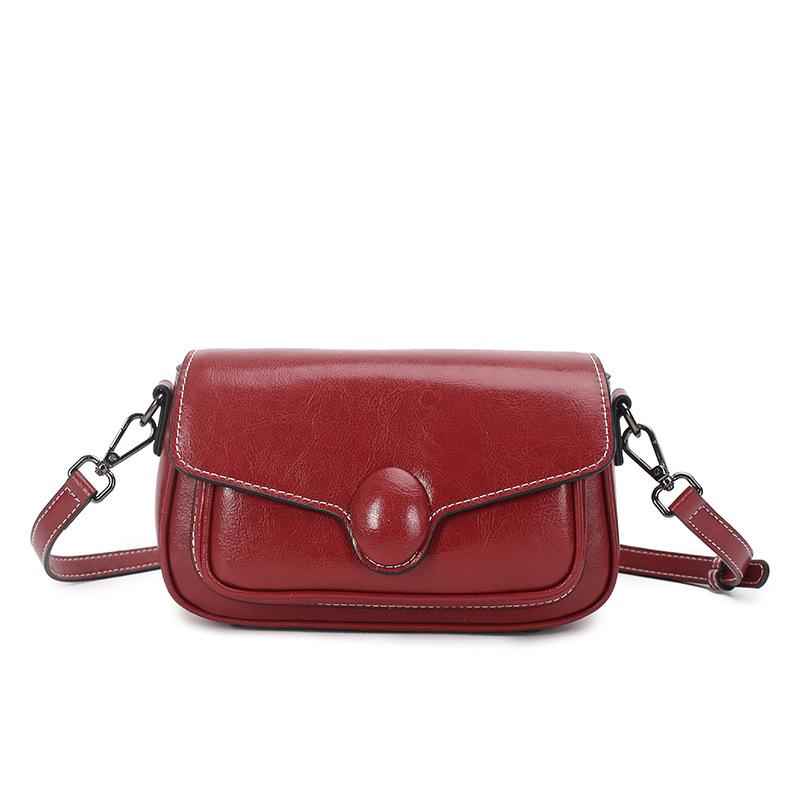 Small Square Bag Genuine Leather Crossbody Bag for Women's 2024 New Wide Shoulder Strap Genuine Leather Commuting Shoulder Bag