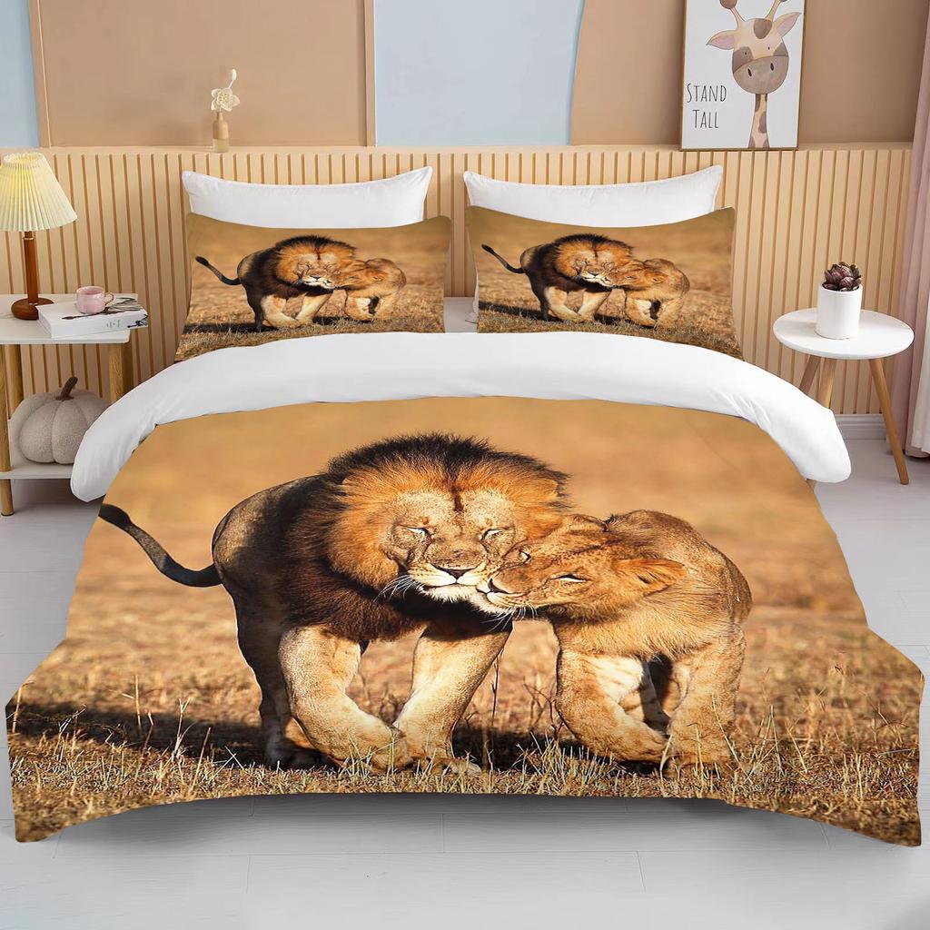 10 Sizes Cute Lion Bedding Collection Duvet Cover Collection 3D Bedding Digital Printing With Bed Linen Queen Size Boy Bedding Collection Fashion D