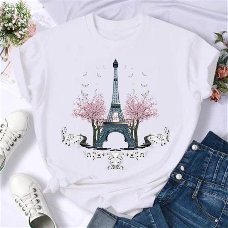 Fashion Musical Note Printed WoUnisex T Shirt Harajuku Short Sleeve Funny TShirt Cute Cartoon Top Tees Female Clothes