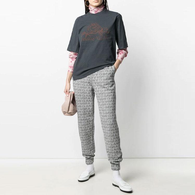 Ganni Ss21 Logo Jacquard Sports Trousers Women bottoms T2684-921