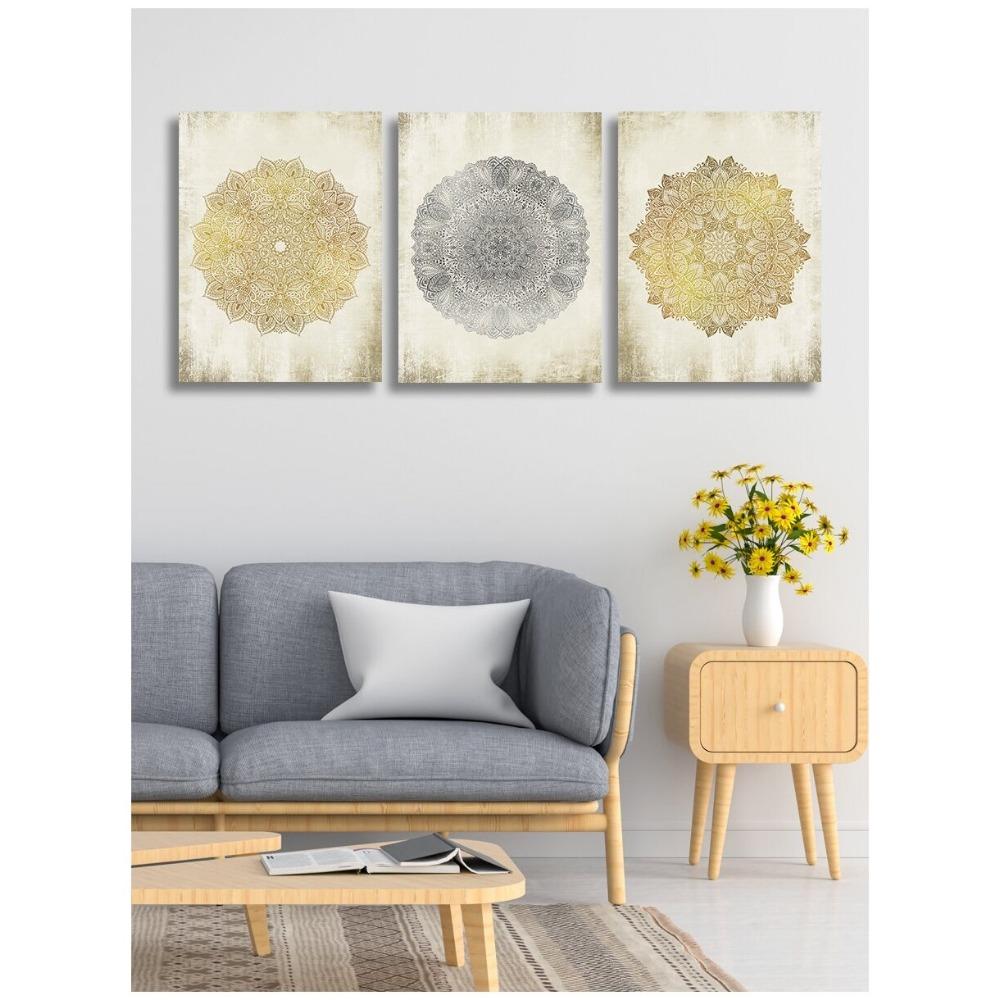 3 шт. Мандала золотой постер настенное искусство холст скандинавский декор для дома
