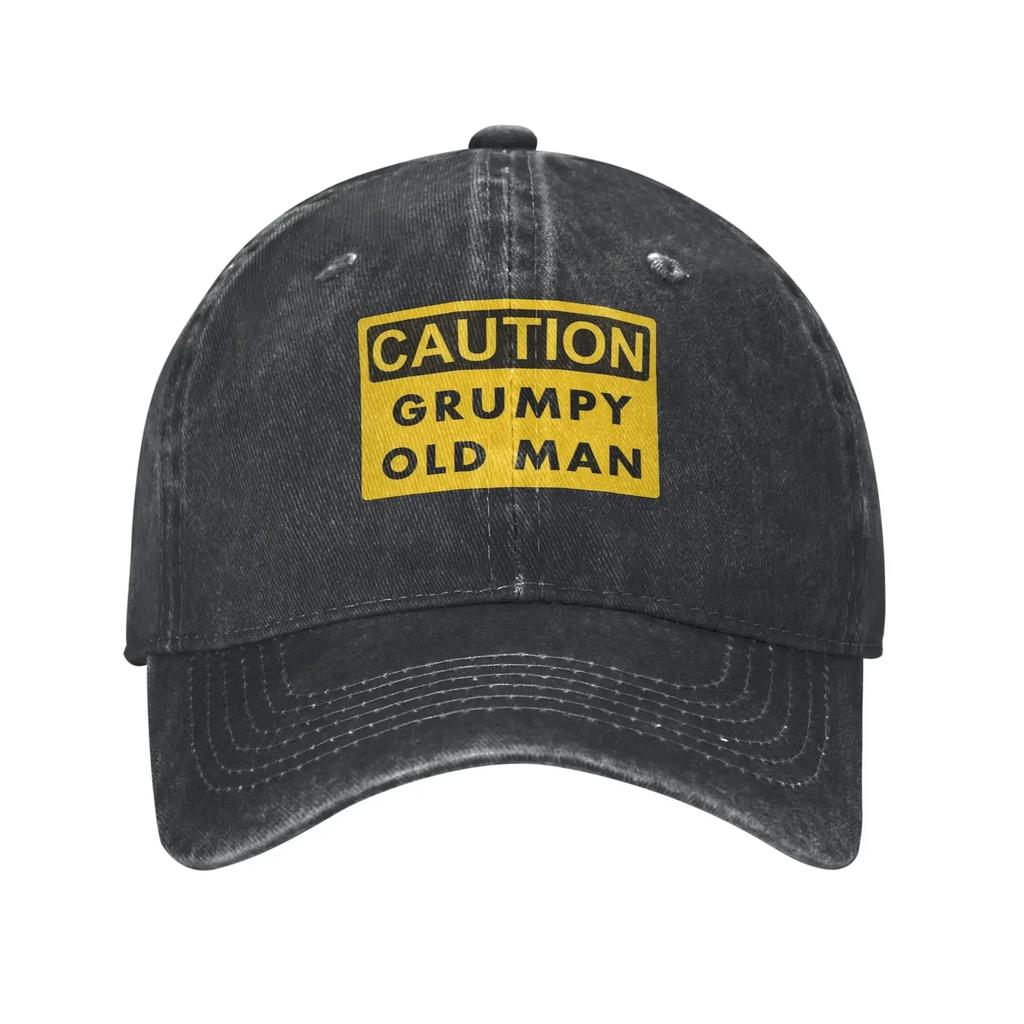 Caution grumpy old Unisex  Casual Baseball Cap  Running Hippie Hip Hop Hats Summer Sunscreen FeUnisex Unisex Vintage Baseball Caps
