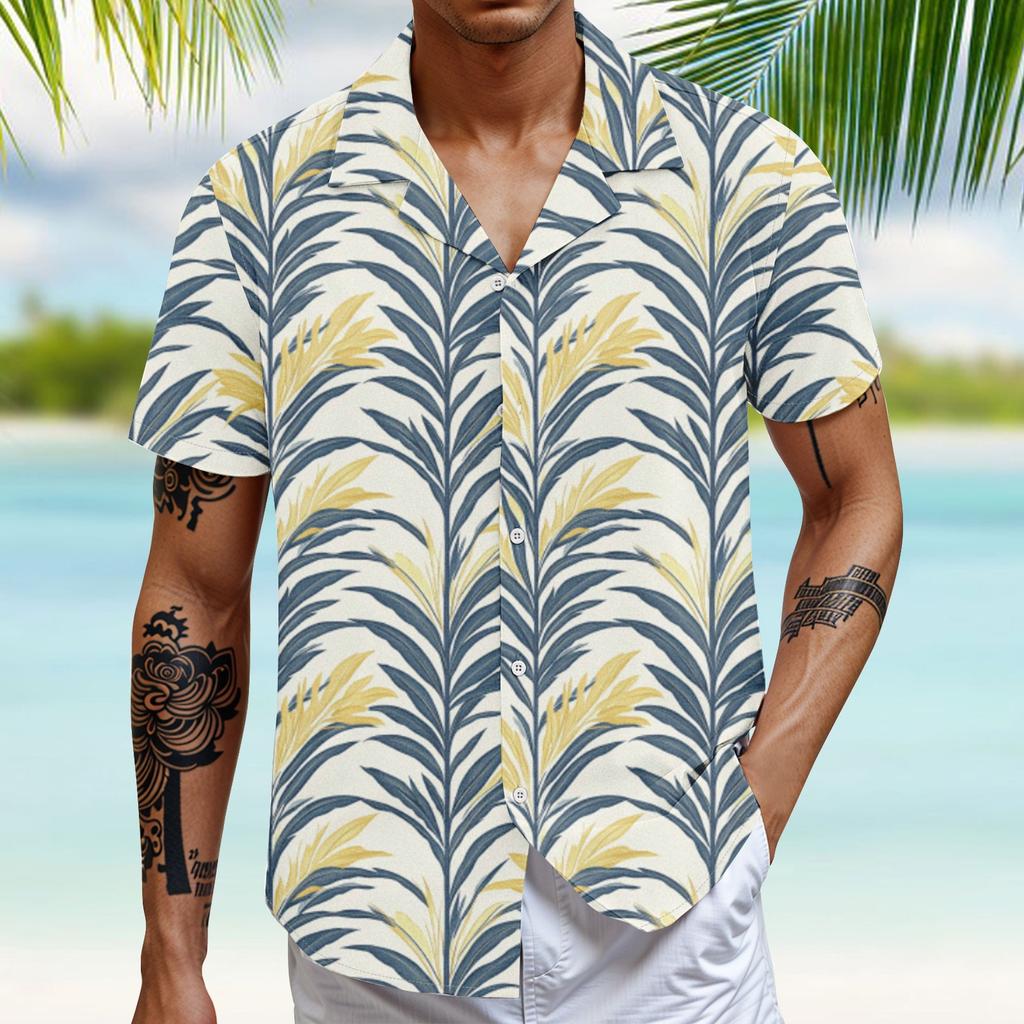 Мужская повседневная свободная рубашка с короткими рукавами, модная рубашка с принтом, топ