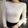 Autumn Women Knitted Long Sleeve Office Sweaters Ribbed Slash Neck Slim Sweater Casual For Women Solid Pullovers 2023