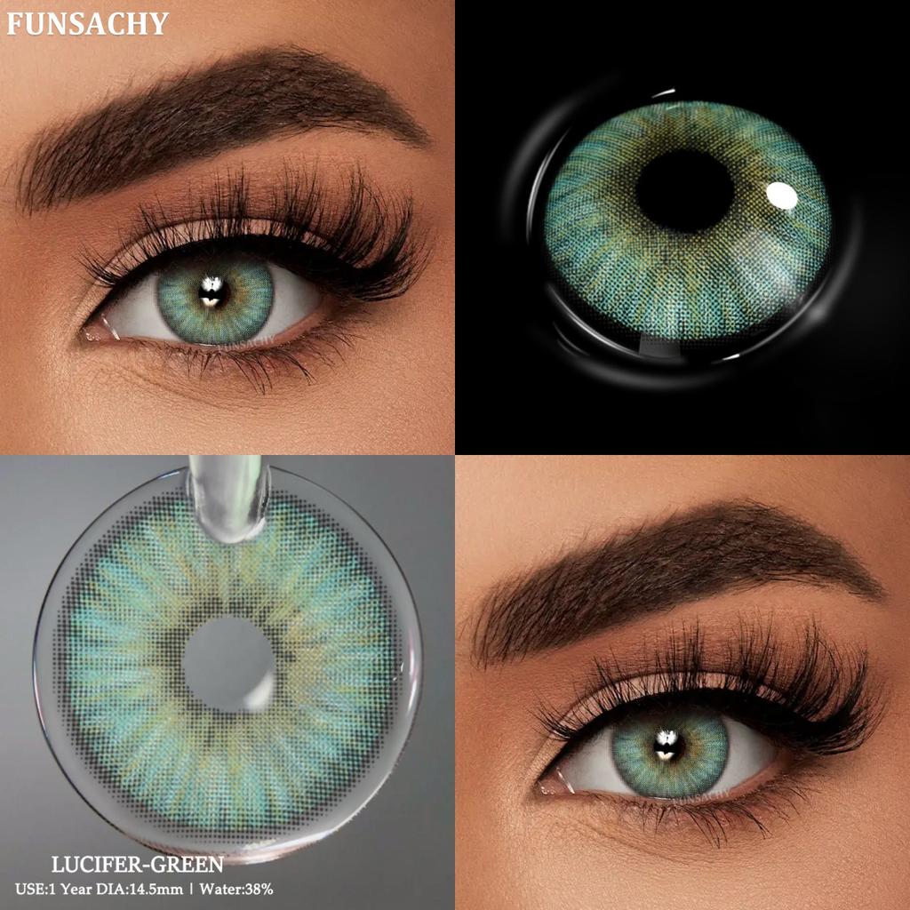 Funsachy 1pair Color Contact Lenses New Color Contact Lenses For Eyes Brown Contacts Lense Eye Yearly Use Beauty Makeup