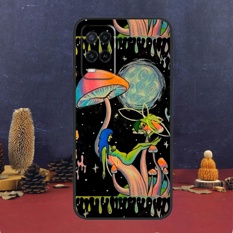Психоделические Грибы Цветочные Чехол Для Oppo A94 A74 A54 A15 A17 A57 A6 A5 Pro A16 A76 A96 A40 A60 A80 A18 A38 A58 A78 A98