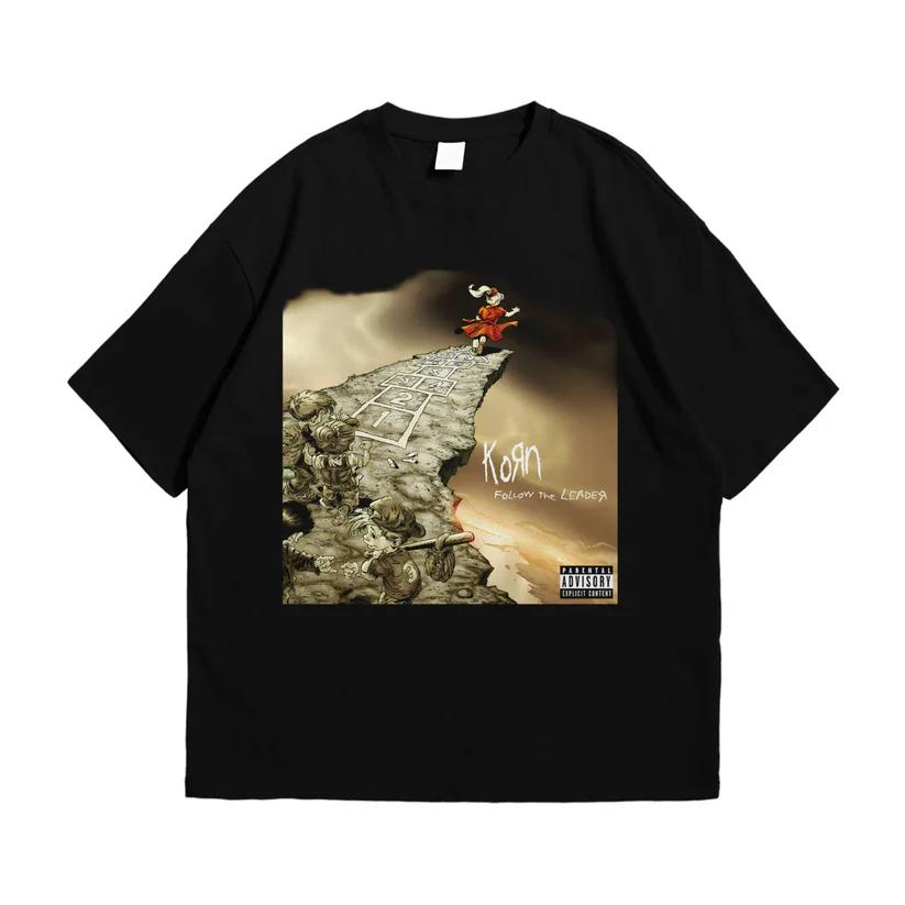 Korn band Unisex Cotton TShirt Vintage Casual Streetwear Black