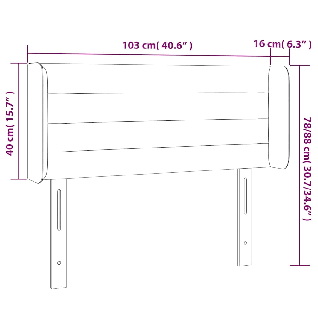 vidaXL LED Kopfteil Taupe 103x16x78/88 cm Stoff