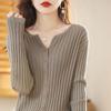 2024 Fall/Winter Women's V-Neck Slimming Long-Sleeve Knitted Cardigan Sweater