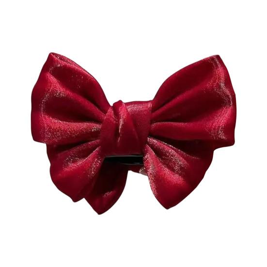 Женская заколка для волос с большим бантом, стильная однотонная заколка для волос в стиле принцессы с фиксацией волос