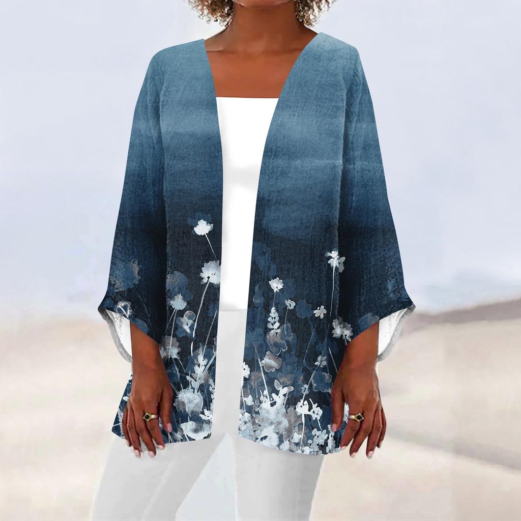 Женская повседневная модная легкая куртка средней длины с принтом в стиле ретро, ​​кардиган