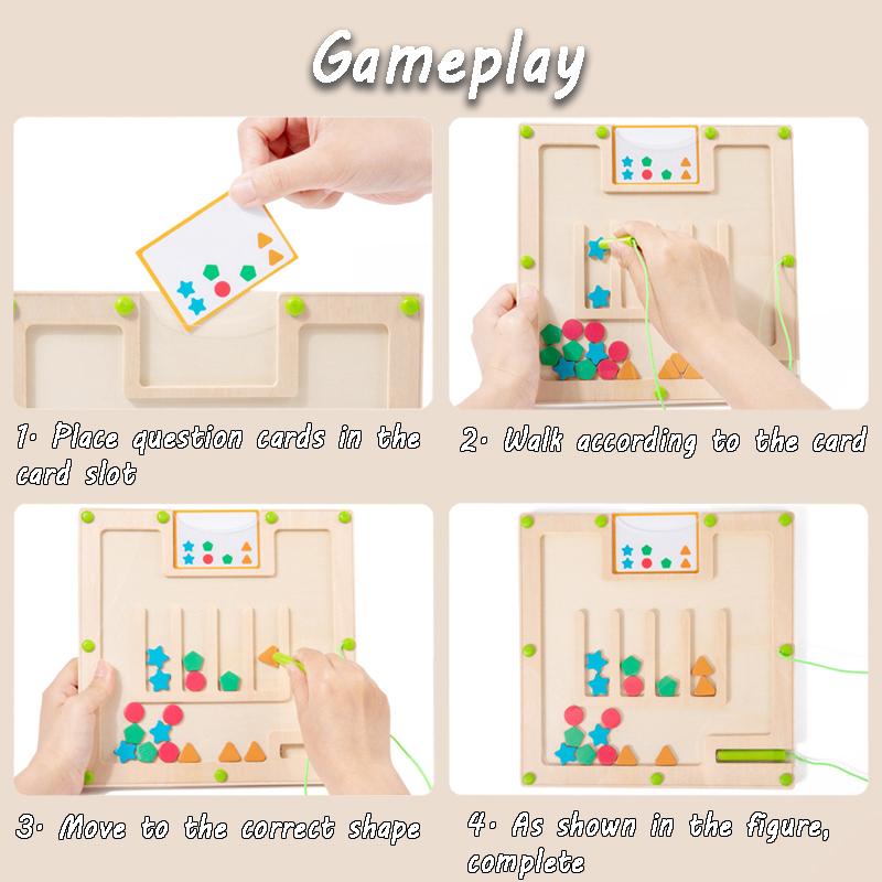 Детская магнитная доска-лабиринт для сопоставления форм Монтессори Геометрия Распознавание цветов Сортировка Сенсорная игрушка Развитие мелкой моторики Обучающая игра