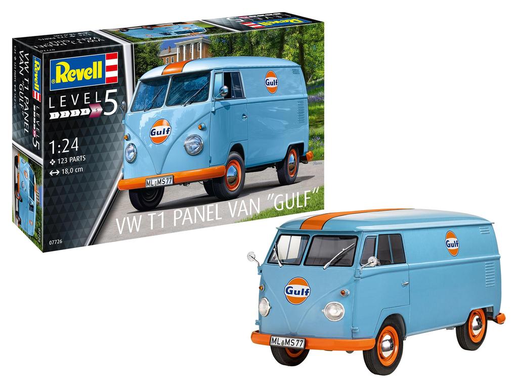 German Level VW T1 Panel Van Plastic Model 07726 1/24 (Gulf)