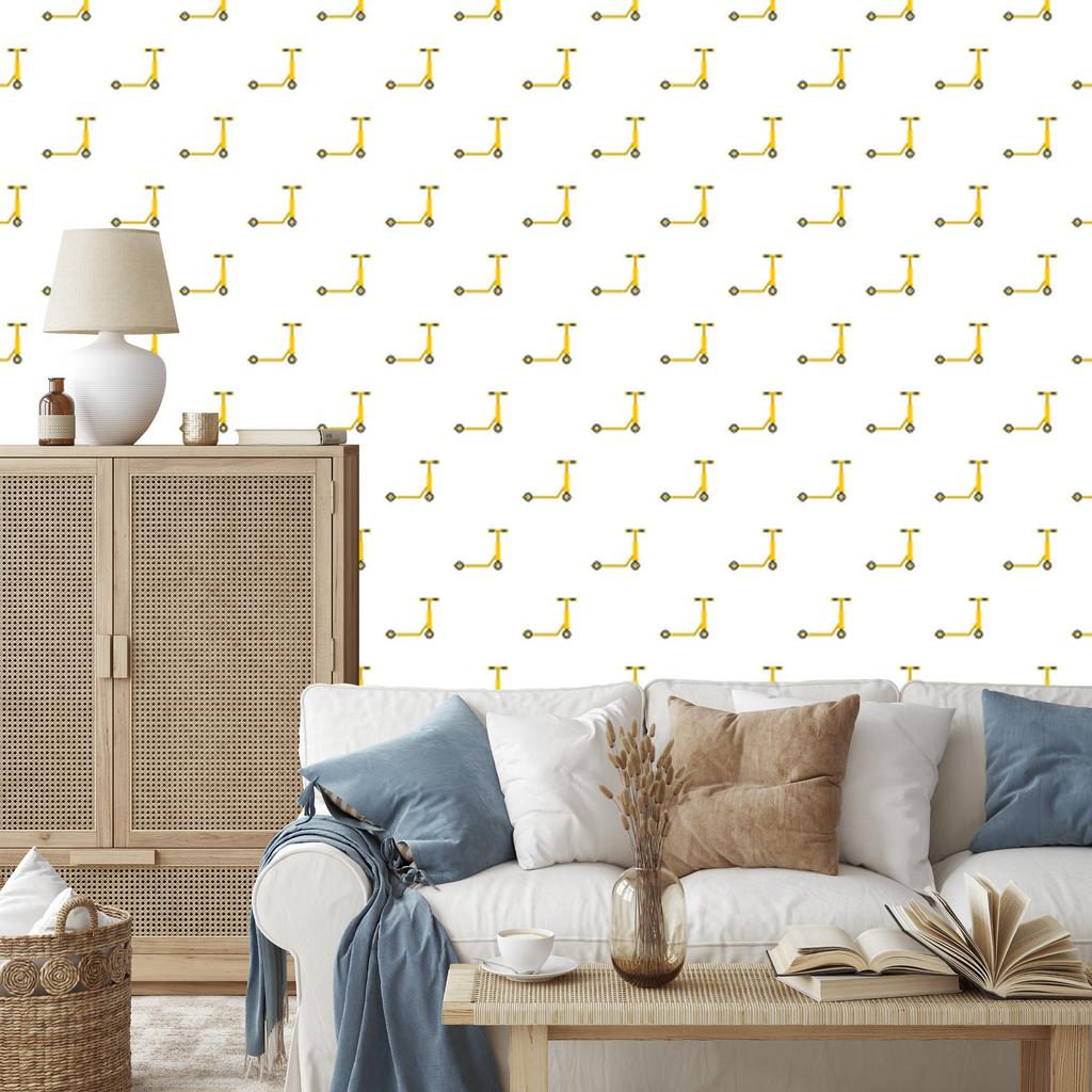 Yellow Scooters Wallpaper for Living Room and Bedroom 50x1000