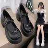 Chunky Platform High Heels Pumps Women Pu Artificial Leather Ankle Buckle Mary Jane Shoes Woman Thick Heeled White Lolita Shoes