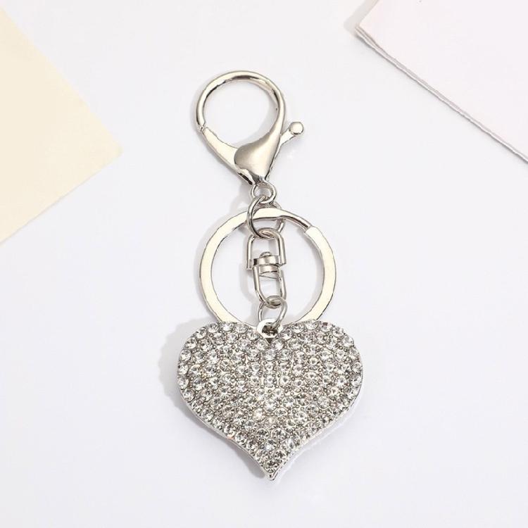 Stylish Heart Keychain Rhinestones Highlighted Charm Corrosion Resistant Key Chain for Keys or Bag Decoration