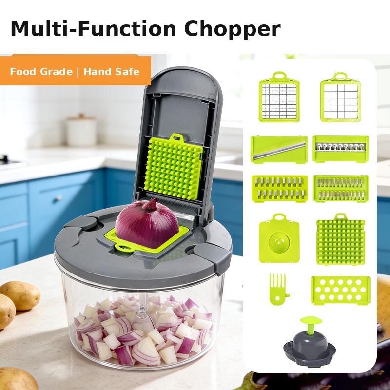 13‑in‑1 Multifunctional Vegetable Chopper, Kitchen Slicer Dicer with Vegetable Dehydrator, Food‑Grade ABS & Stainless Steel Blades