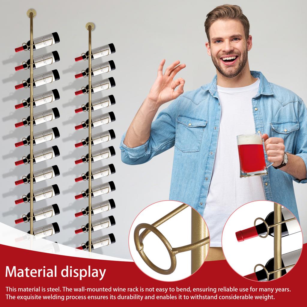5 Pack Wall Mount Wine Rack Holder 60 Bottles Metal Storage Rack Wine Storage Organizers for Kitchen Dining Room Bar Wine Cellar