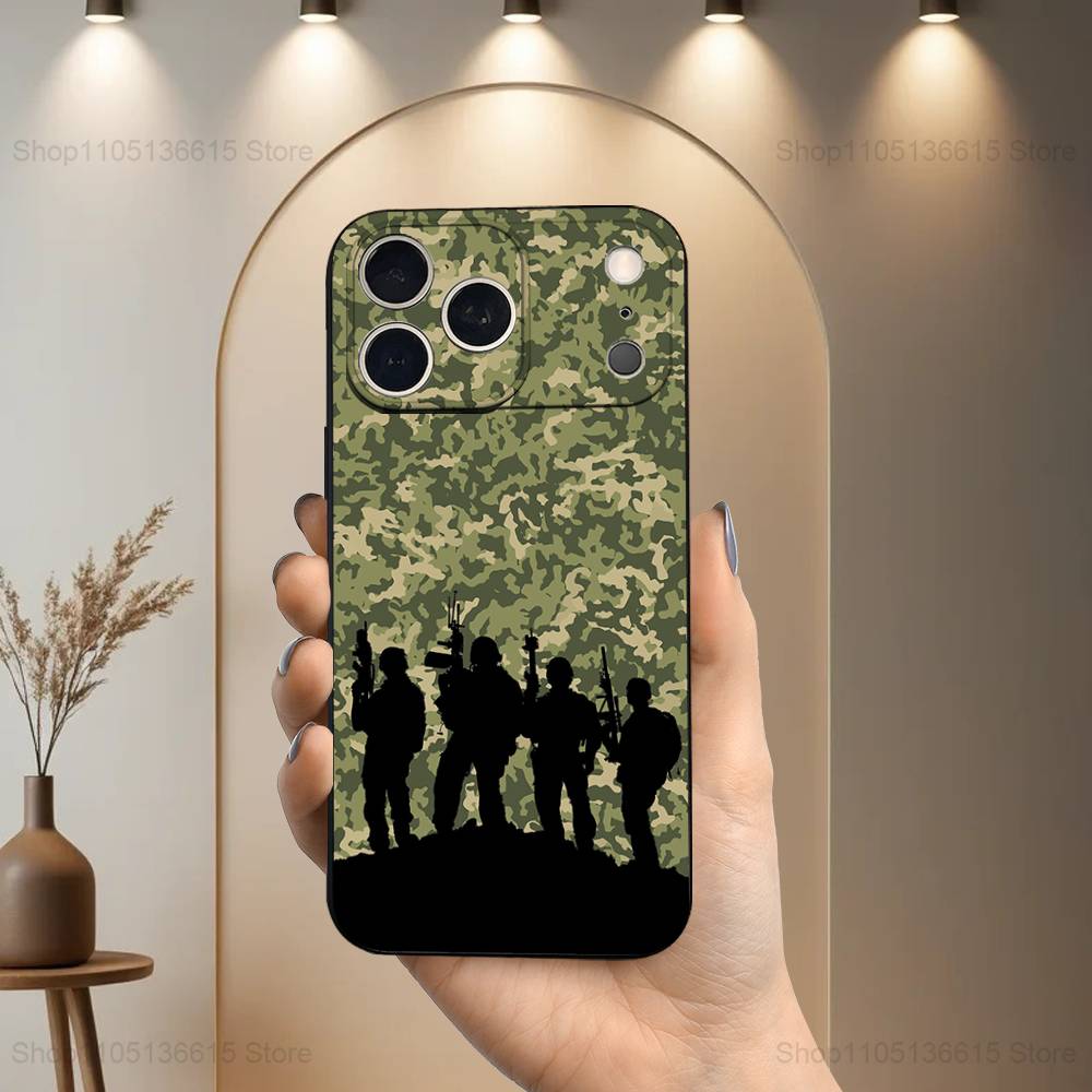 Крутой Чехол Спецназ Армии Для iPhone 12,14,15,16,11,17,13,X,Mini,SE,XS,Plus,Pro,Max,8,7,XR,Мягкий Силикон Черный
