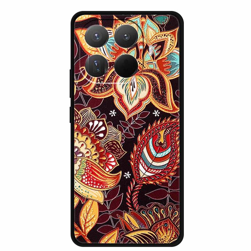 3D TPU Чехол для Xiaomi 15T 15 T 5G Рельефные Цветы Coque Тисненые Цветы Funda Силиконовый Мягкий Задний Чехол для Телефона для Xiaomi15T