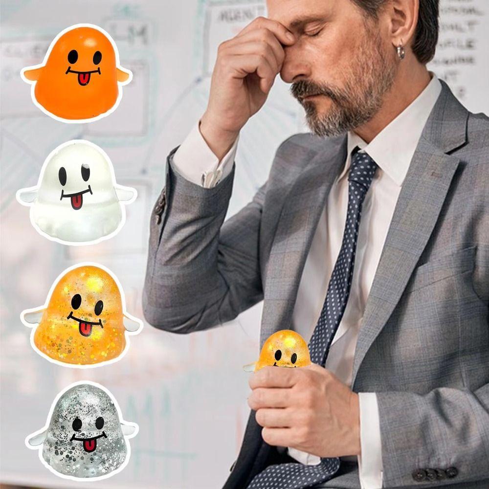Игрушки-сквиши на Хэллоуин «Привидение» с эффектом медленного возврата, без липкости, с блестками, антистресс-шарик, сувенир для вечеринки