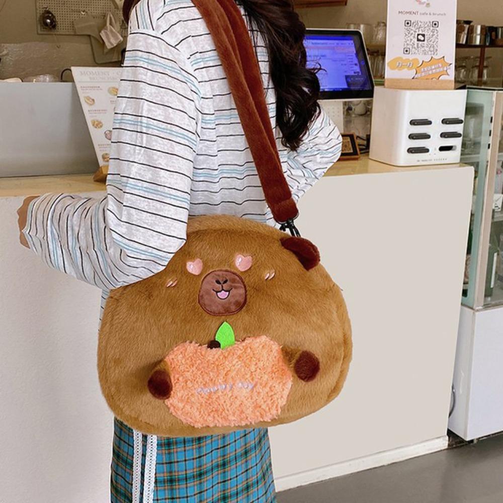 Soft Capyabra Plush Bag Plush Cartoon Doll Bag Storage Bag Capyabra Backpack  Girls