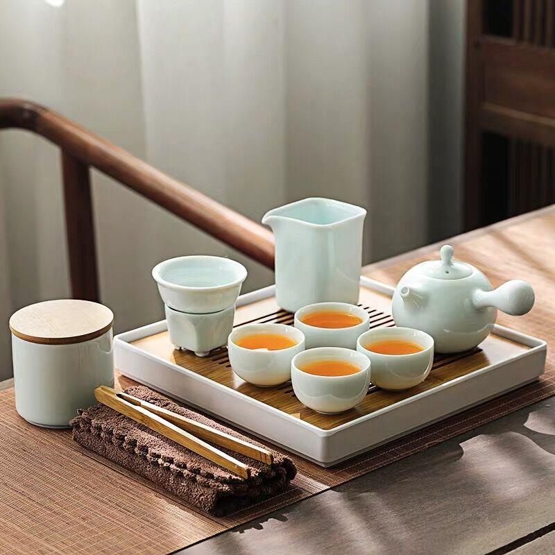 Dry brewing plate, small tea table, Kung Fu tea set, gift box, modern simple tea can, teapot home gift.
