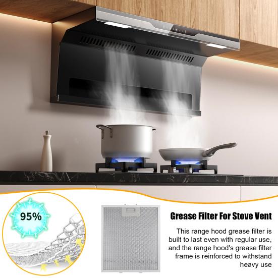 2 шт. металлический фильтр для вытяжки 320x260 мм, легко устанавливаемый, снимаемый, алюминиевый жировой фильтр, универсальный сетчатый фильтр-экстрактор для Baumatic CBCB9201 AL260319
