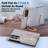 for Samsung Galaxy Z Fold 8 Bumper Case Leather With Dual Wristband 360°Rotate Stand Anti-Drop Protection Full Phone Cover