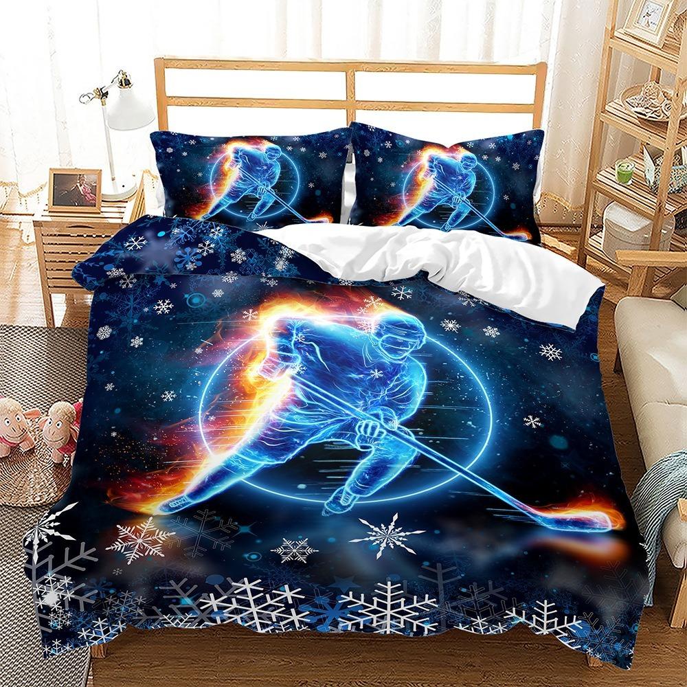 Комплект постельного белья с изображением хоккея на льду 3D для юных любителей хоккея на льду, детское постельное белье для мальчиков и девочек, спортивные игры, односпальная двуспальная кровать в подарок