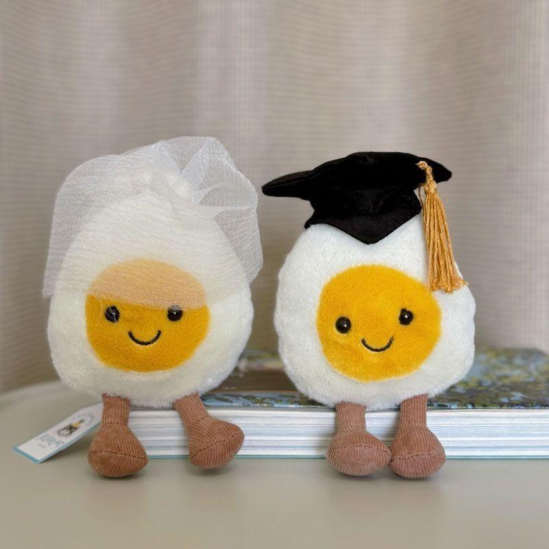Adorable Plush Boiled Egg Graduation Gift With Cap For Friends And Classmates