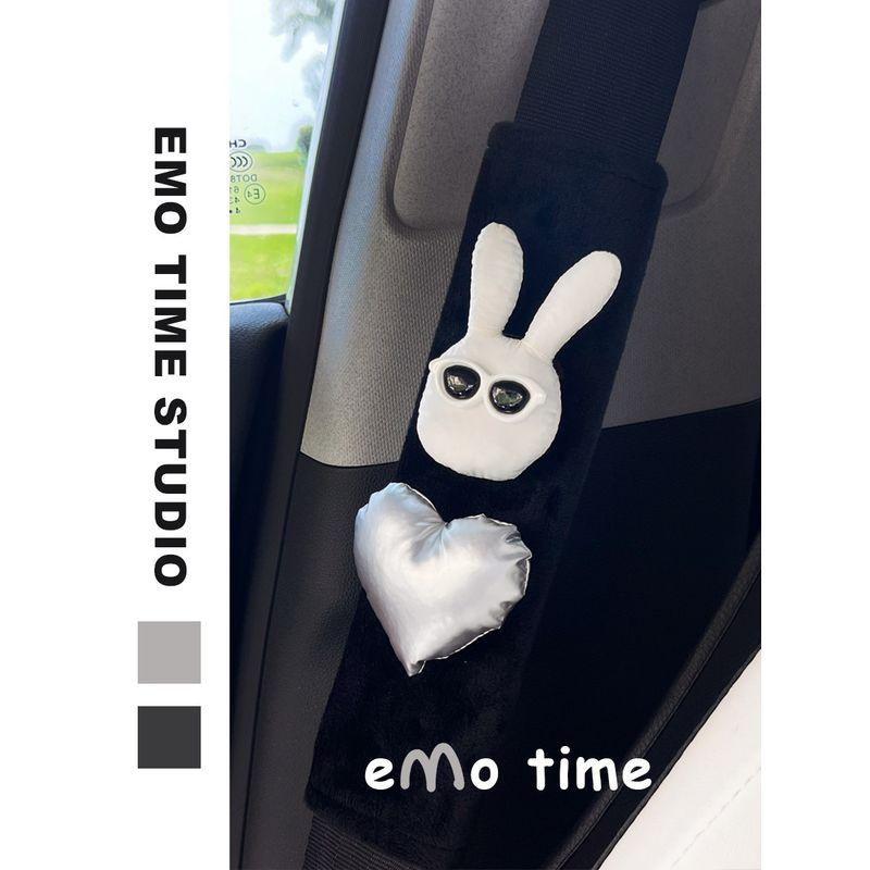 Emo Original Rock White Rabbit Car Seat Belt Cute Car Accessories Personalized Shoulder Pads Anti-Wear Universal