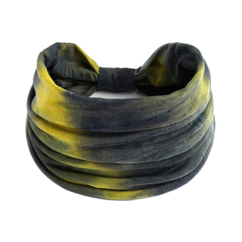 Tie-Dye Boho Knot Turbans Yoga Elastic Head Wrap Women Headband Wide Hairbands Headwear Bandanas Hair Band Accessories