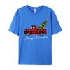 Crafty Merry Christmas Tree On Red Plaid Pickup T-Shirt Men Round-Neck Camisas Casual Tshirt Soft Cotton Fit Tee