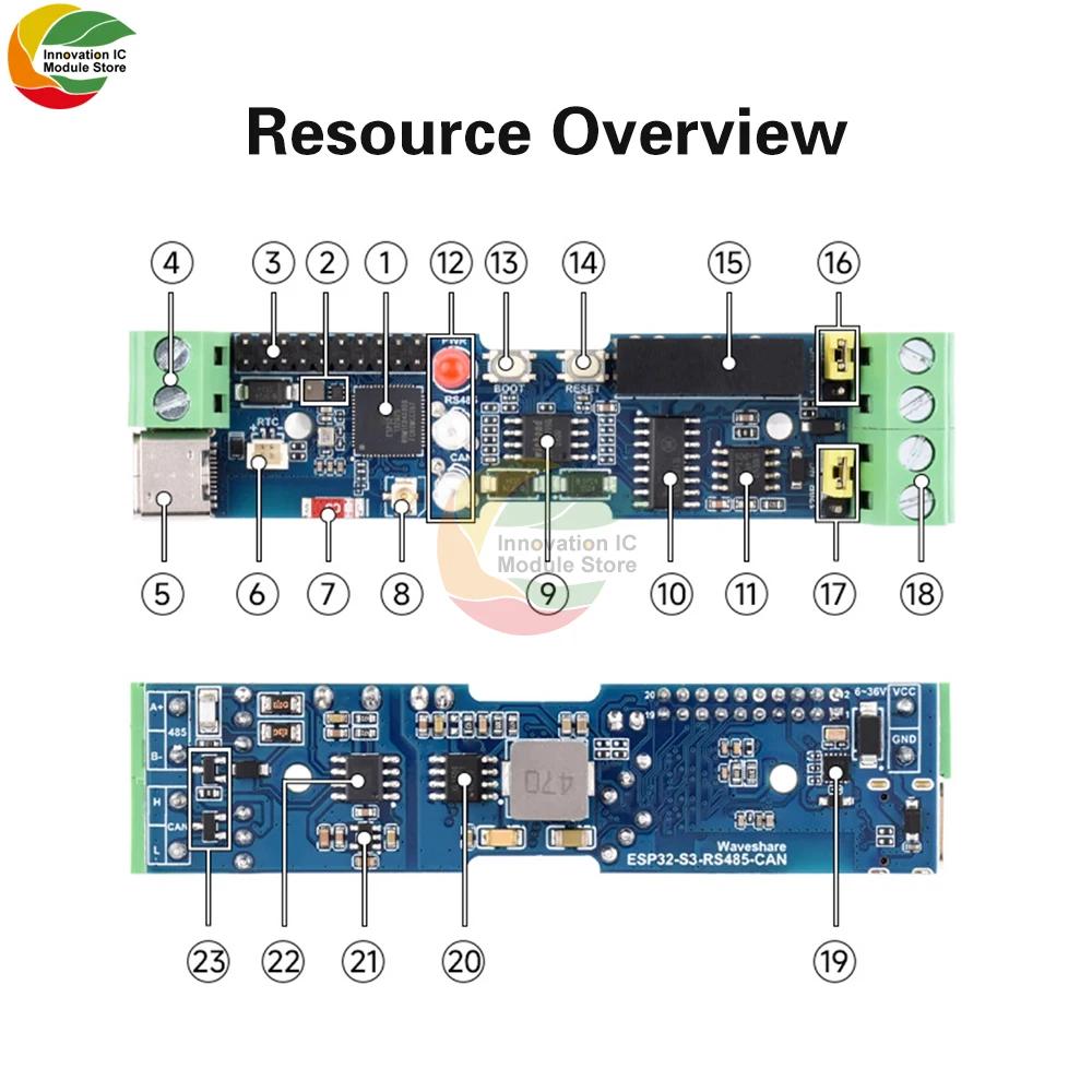 Rs485 Can Communicator ESP32-S3-RS485-CAN 1-Channel Wifi Bluetooth Relay Industrial Control Board Type C Interface