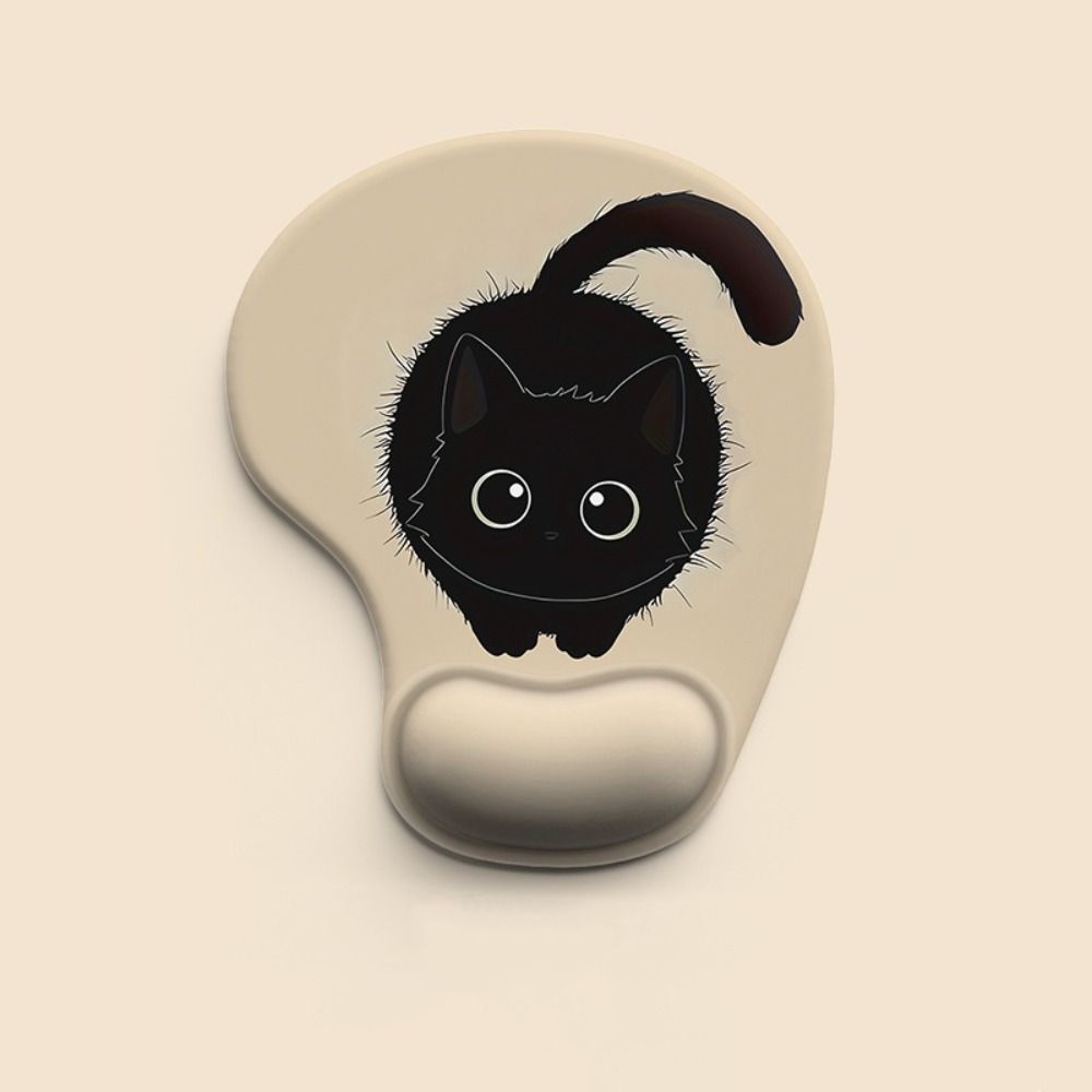 Cute Cartoon Cat Mouse Mat Ergonomic Wrist Support Pad Black Cat Animal Mouse Pad Computer