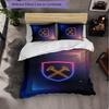 West Ham United Football 3 Piece Bedding Set Soft Duvet Cover Set with Pillowcases Printed Bedroom Decor Set for Home