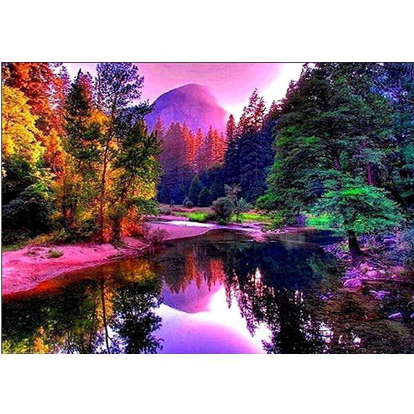 DIY Алмазная вышивка Отражение воды 5D Полный круг Алмазная картина Современное животное Вышивка крестом