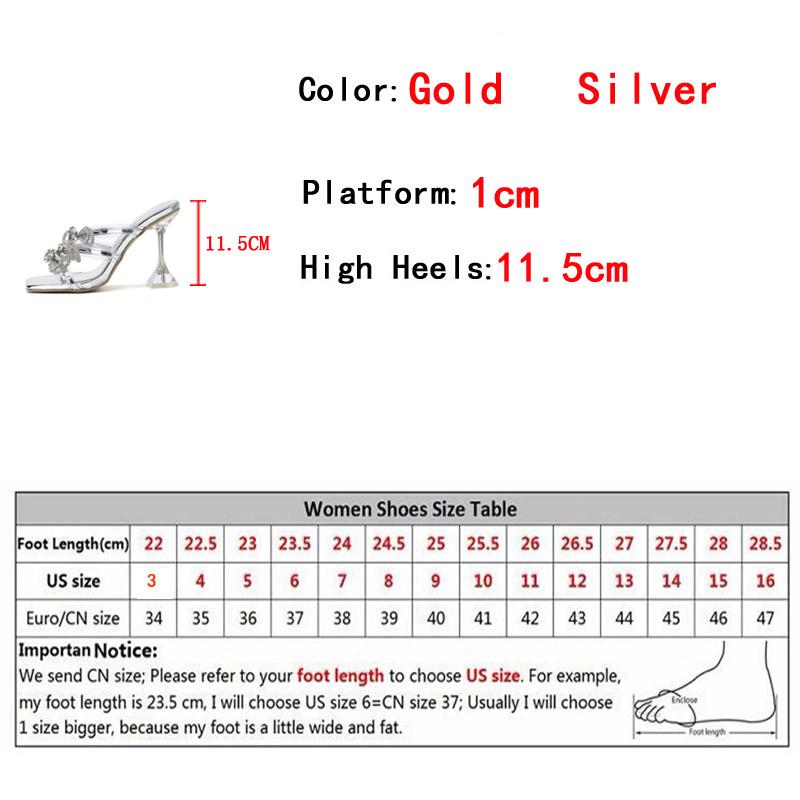Fashion Liyke Fashion Gold Glitter Rhinestones Women Slippers Summer Crystal Bowknot High Heels Party Prom Shoes PVC Transparent Sandals